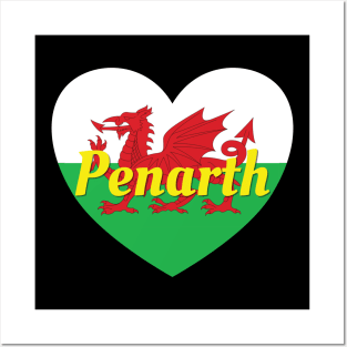 Penarth Wales UK Wales Flag Heart Posters and Art